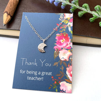 Thank You Teacher Gift Sterling Silver Crescent Moon Necklace, 4 of 10