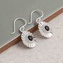 Sterling Silver Gemstone Sun Disc Dangly Earrings, thumbnail 5 of 9