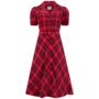 Lisa Dress In Red Check Tartan Vintage 1940s Style, thumbnail 1 of 2