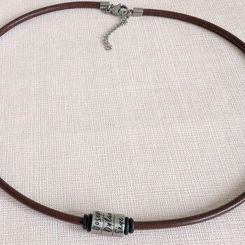 Mens Leather Necklace With Name Beads, 7 of 12