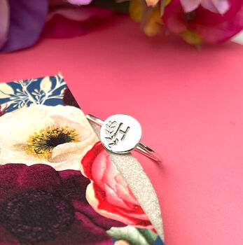 Sterling Silver Laurel Leaf And Initial Ring, 2 of 10