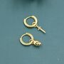 Mismatched Skull And Sword Huggie Hoop Earrings In Sterling Silver, thumbnail 5 of 11