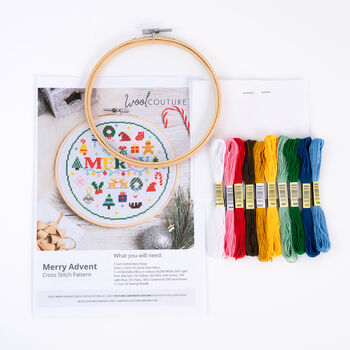 Advent Calendar Cross Stitch Kit 24 Days Of Stitching, 6 of 6