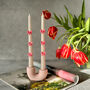 3D White Bow Dinner Candle With U Shape Candle Holder, thumbnail 1 of 9