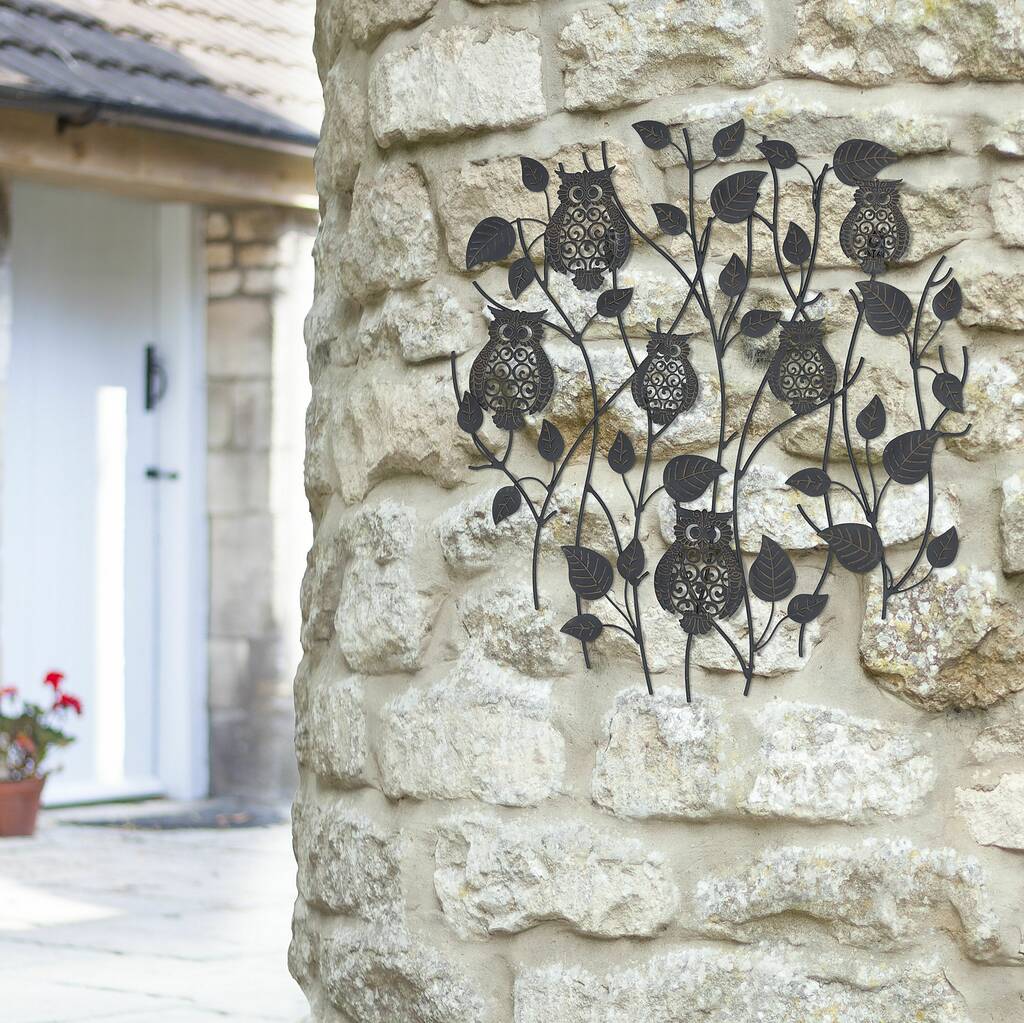 perching owls wall art by garden leisure