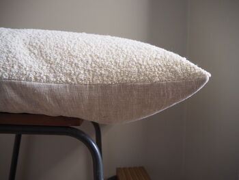 White Boucle And Linen Tie Scatter Cushion, 9 of 9