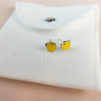 Sterling Silver Yellow Chick Stud Earrings, 5 of 6