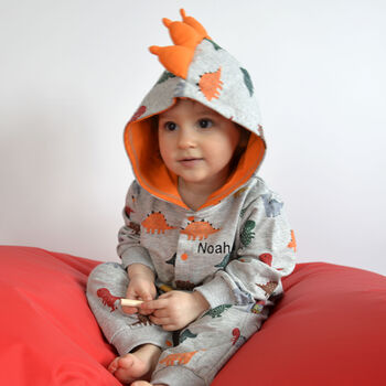 Personalised Dinosaur Print Baby Jumpsuit, 4 of 9