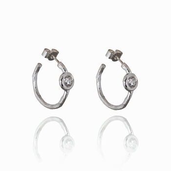 Sterling Silver Gemstone Hoop Earrings, 8 of 12