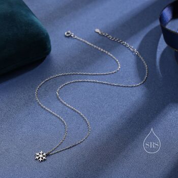 Sterling Silver Tiny Snowflake Pendant Necklace, 2 of 11