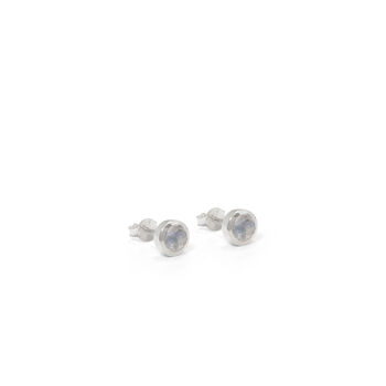 Birthstone Stud Earrings June: Moonstone And Silver, 2 of 4
