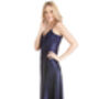 British Made Navy Blue Long Satin Nightdress With Deep Lace Detail Ladies Size 8 To 28 UK, thumbnail 2 of 4