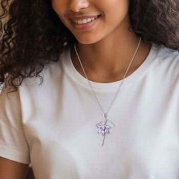 Personalised Ballerina Necklace With Purple Crystal Costume, 5 of 11