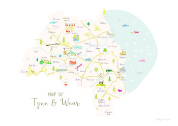 Map Of Tyne And Wear Art Print, 6 of 7