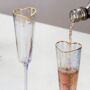Pair Of Heart Gold Rim Champagne Glasses, thumbnail 2 of 6