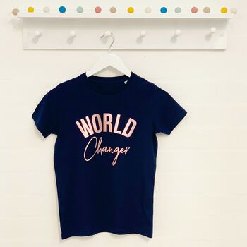 World Changer Rose Gold Girls T Shirt, 2 of 3