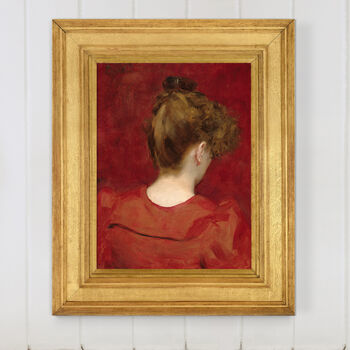 Victorian Painting Print Of A Woman In A Red Dress, 3 of 12