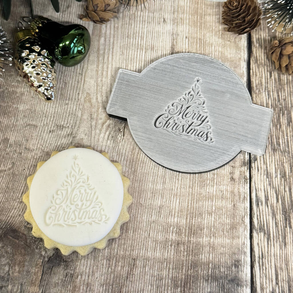 Merry Christmas Tree Icing Embosser For Baking And Cake Toppers, 1 of 4