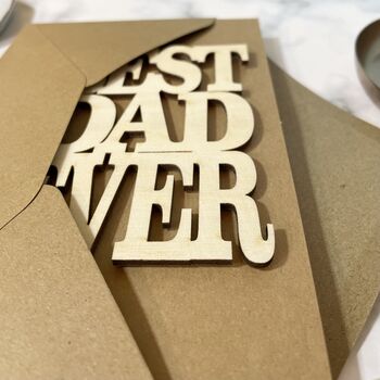 Best Dad Ever Wooden Words Keepsake Card, 6 of 6