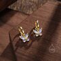 Sterling Silver Moonstone Butterfly Huggie Hoops, thumbnail 2 of 10
