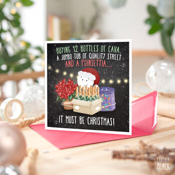Funny Christmas Shopping Card Must Be Xmas Poinsettia, 4 of 4