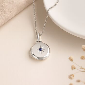 Personalised Sterling Silver September Birthstone Locket – Sapphire, 4 of 8