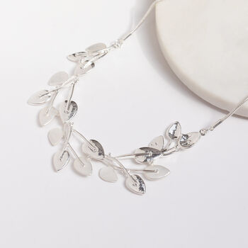 Silver Colour Small Leaf Necklace, 2 of 3