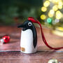 Handmade Ceramic Penguin Christmas Decoration, thumbnail 4 of 6
