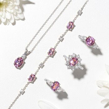 Pink Sapphire Pendant Necklace In Sterling Silver And Gold, 2 of 12