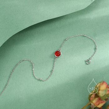 Sterling Silver Genuine Red Onyx Bracelet, 6 of 12