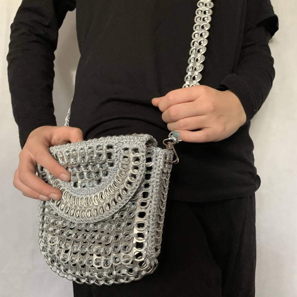 Silver Metallic Faux Leather Shoulder Bag | ADFY-ANGB-043 | Cilory.com