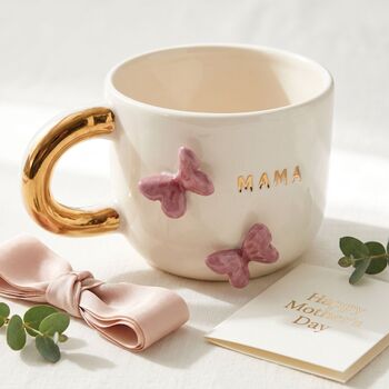 Mama Ceramic Mug With 24 K Gold And Butterfly Detail, 5 of 6