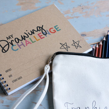 Drawing Challenge Sketchbook With Personalised Pouch, 5 of 7