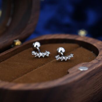 Sterling Silver Tiny Shooting Star Cz Screw Back, 2 of 12