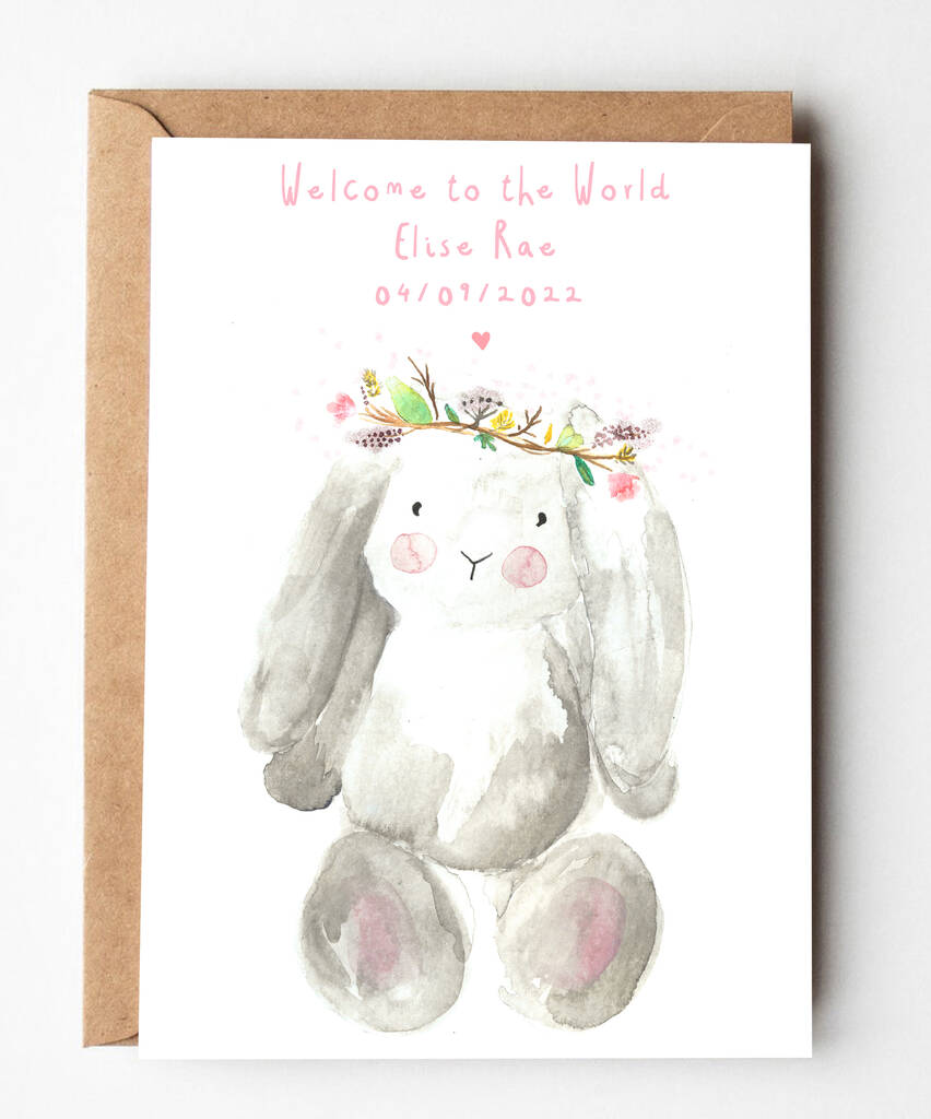Personalised New Baby Bunny Card, 1 of 3
