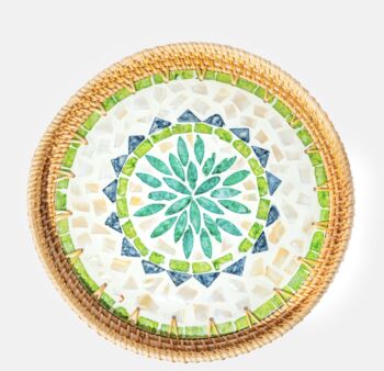 Small Rattan Table With Mother Of Pearl Inlay, 3 of 3