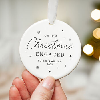 First Christmas Engaged Ornament Custom Names, 6 of 7