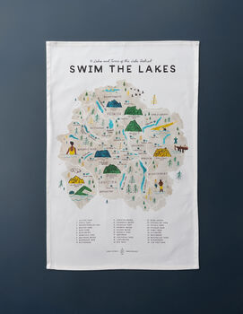 'Swim The Lakes' Map Tea Towel, 2 of 6
