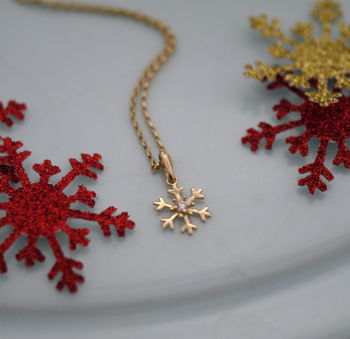 9ct Gold Snowflake Necklace, 5 of 5