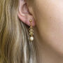 Delicate Leaf Outline Pearl Drop Earrings, thumbnail 1 of 5