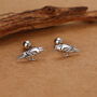 Sterling Silver Crow Bird 18 G Screw Back Stud Earrings, thumbnail 1 of 10