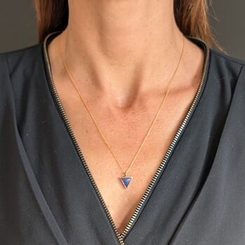 Triangle Lapis Lazuli Gemstone Necklace, Gold Plated, 5 of 9