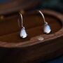 Sterling Silver Moonstone Droplet Drop Hook Earrings, thumbnail 7 of 11