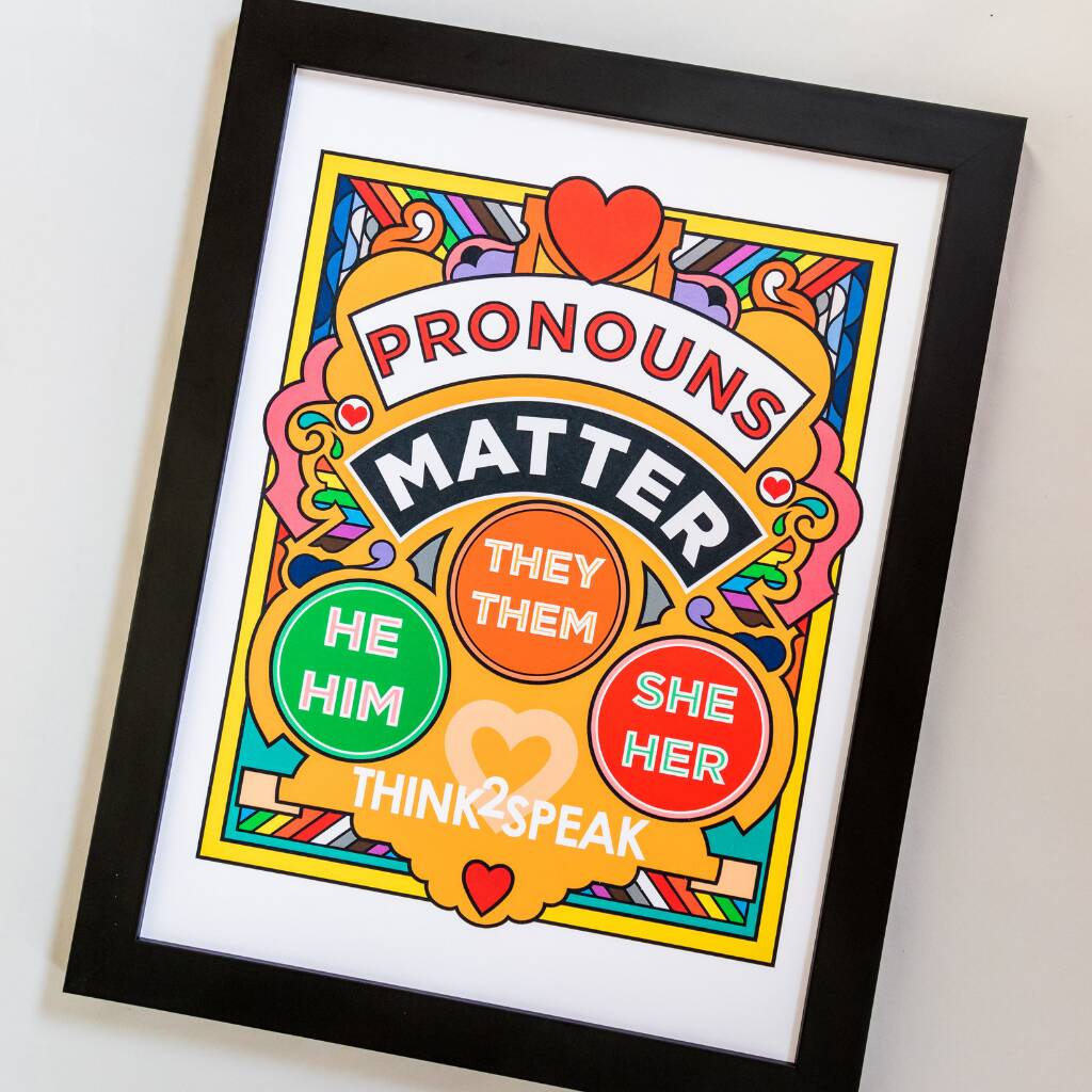 Pronouns Matter Art Poster Print, 1 of 3