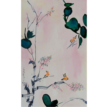 Viskosi Oriental Landscape Bird Print Scarf, 5 of 5