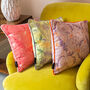 Poppy Pink/ Mauve Patterned Cotton Cushion, thumbnail 6 of 6