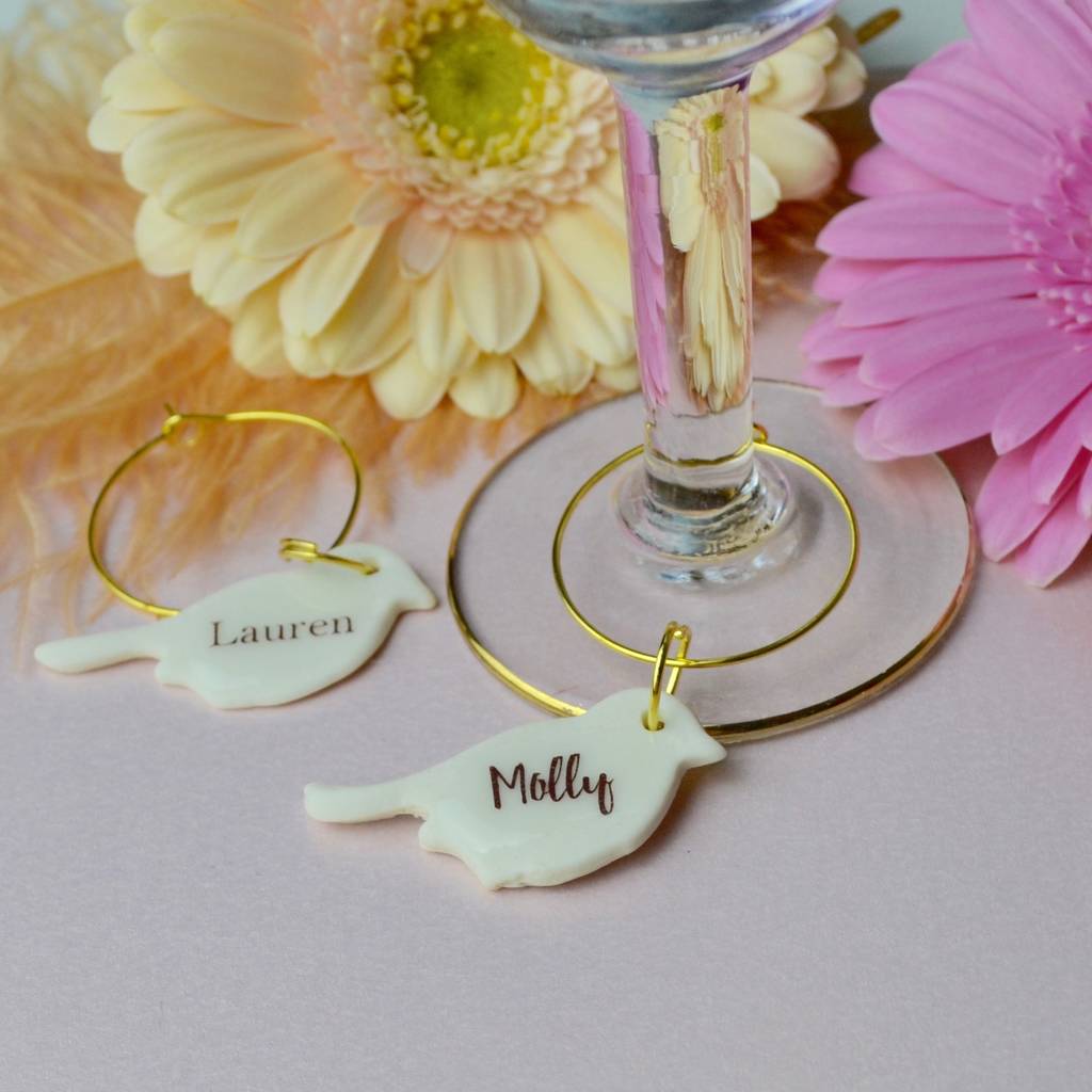 Personalised Bird Wedding Glass Charms, 1 of 5