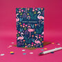 Happy Birthday Card Colourful Flamingo Pattern, thumbnail 2 of 5