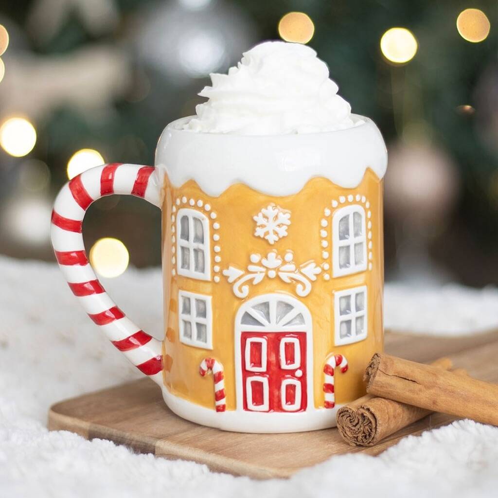 Candy Cane Gingerbread House Mug, 1 of 4