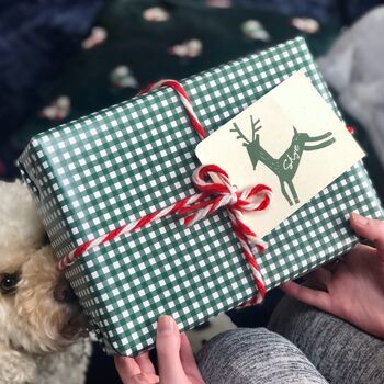 Green Gingham Christmas Wrapping Paper Set, 3 of 5